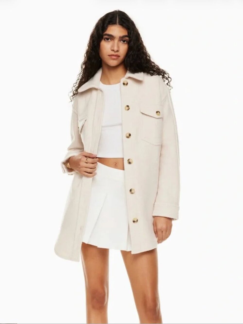 Wilfred Free by Aritzia The Ganna Boiled Merino Wool Shirt Jacket Heather Bone S